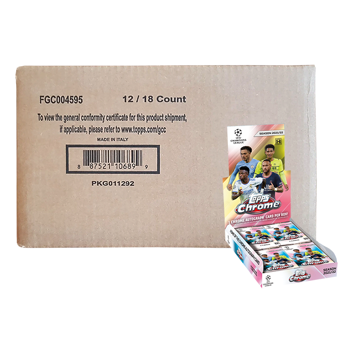 2021-22 Topps Chrome UEFA Champions League Hobby 12-Box Case Soccer (Factory Sealed)