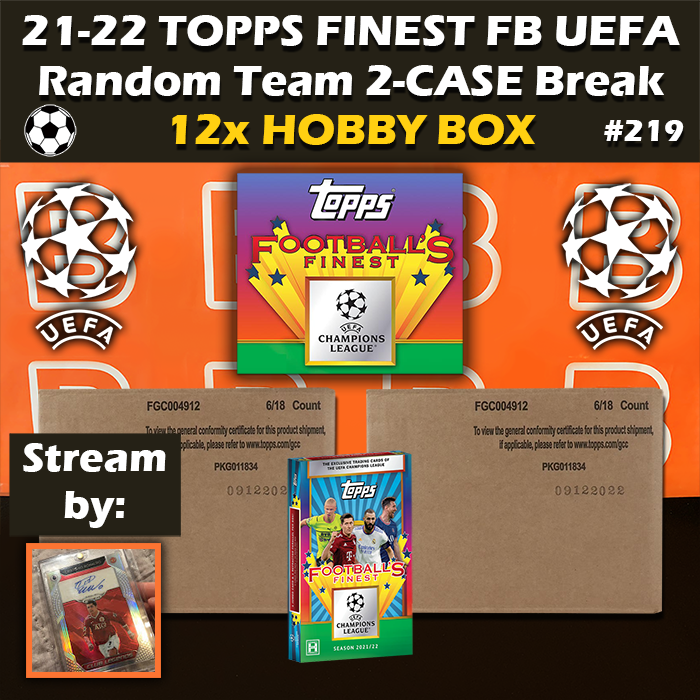 - Group Break # 219BCC - 2021-22 Topps Finest Flashbacks UEFA Soccer Hobby 2-Case (12-box) RT (Random Teams)