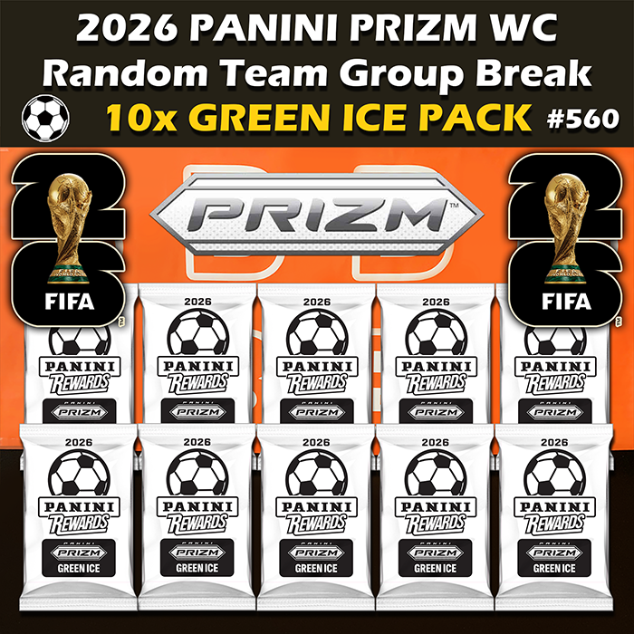 - Group Break # 560 - 2026 Panini Prizm World Cup FIFA Green Ice Packs Soccer (10-pack) RT (Random Teams)
