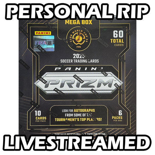-             PERSONAL RIP: 2025 Panini Prizm Club World Cup CWC Mega Box Soccer (Livestreamed)