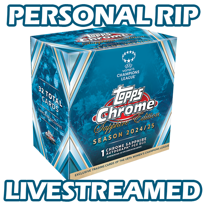-              PERSONAL RIP: 2024-25 Topps Chrome Sapphire UWCL UEFA Women's Soccer Hobby Box (Livestreamed)