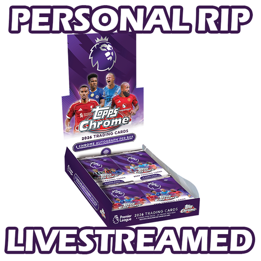 -               PERSONAL RIP: 2025-26 Topps Chrome EPL Premier League Hobby Box Soccer (Livestreamed)