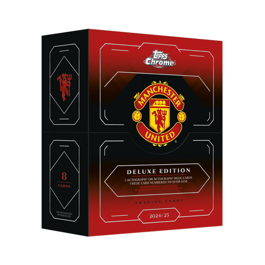 -            2024-25 Topps Chrome Manchester United Deluxe Hobby Box Soccer (Factory Sealed)