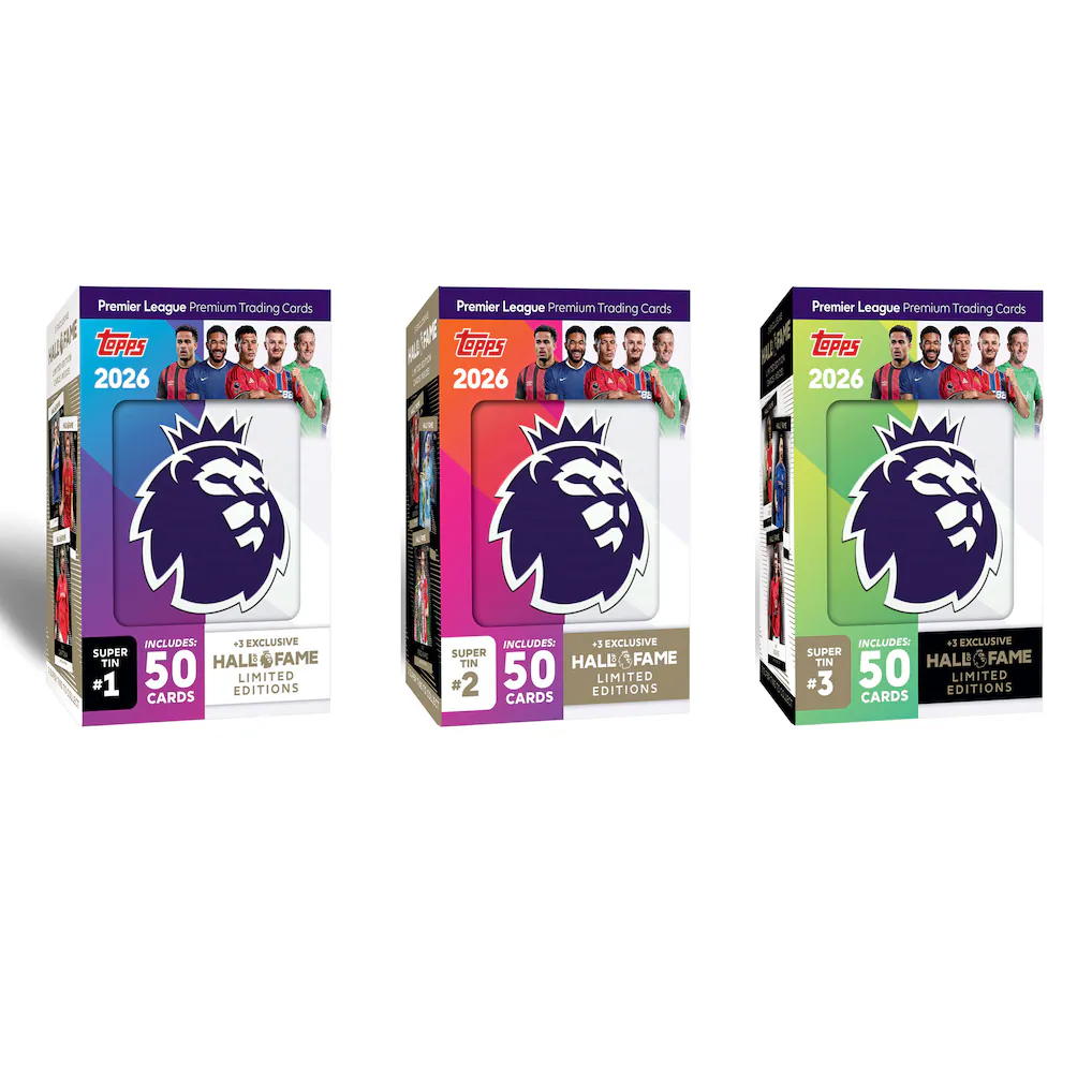 -              2025-26 Topps Flagship EPL Premier League 3-Tin Set Super Tin Hall of Fame Soccer (Factory Sealed)