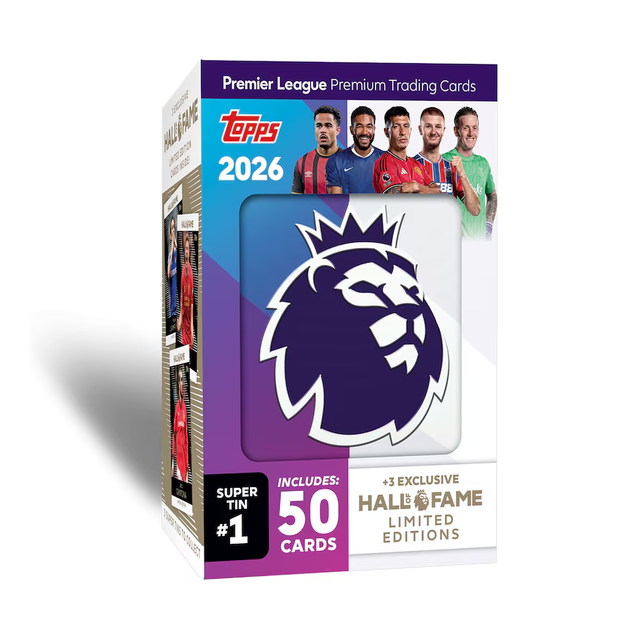 -              2025-26 Topps Flagship EPL Premier League BLUE #1 Super Tin Hall of Fame Soccer (Factory Sealed)