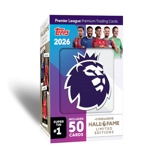 -              2025-26 Topps Flagship EPL Premier League BLUE #1 Super Tin Hall of Fame Soccer (Factory Sealed)