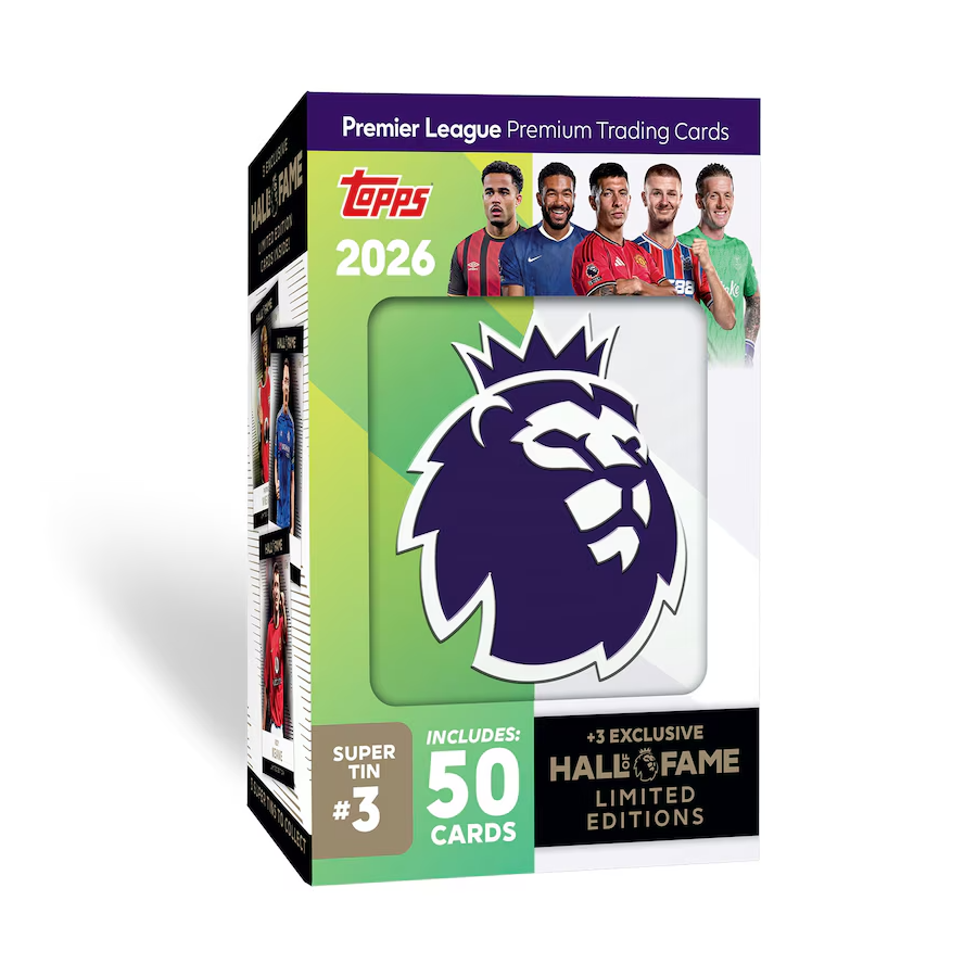 -              2025-26 Topps Flagship EPL Premier League GREEN #3 Super Tin Hall of Fame Soccer (Factory Sealed)