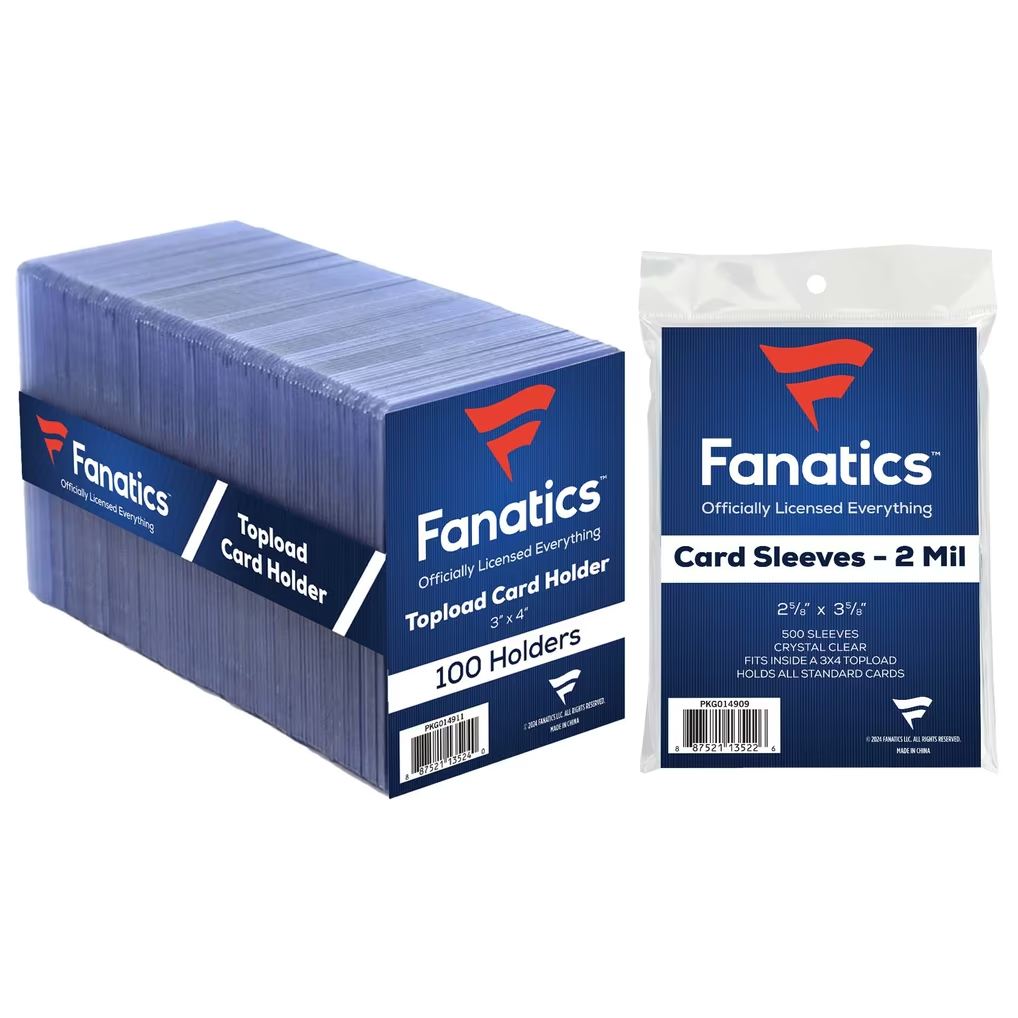 -      Supplies: Fanatics 100-ct 35pt Toploader + 500-ct Soft Sleeve Combo (Factory Sealed)