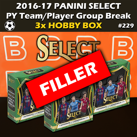 -              FILLER Group Break #229 - 2016-17 Panini Select Soccer Hobby ¼ Case Break (3-box)