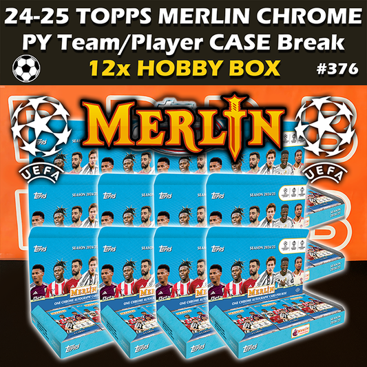 -                Group Break #376 - 2024-25 Topps Merlin Chrome UEFA Soccer Hobby Case (12-box) PYT / PYP
