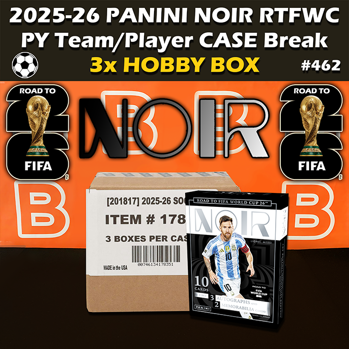 -                   Group Break #462 - 2025-26 Panini NOIR Road to FIFA World Cup 2026 Soccer Hobby Case (3-box) PYT / PYP