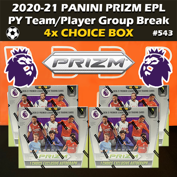 -                    Group Break #543 - 2020-21 Panini Prizm EPL Soccer Choice (4-box) PYT / PYP