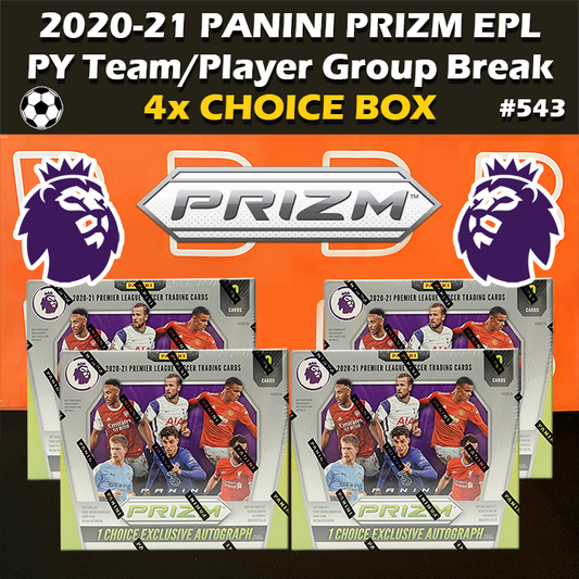 -                    Group Break #543 - 2020-21 Panini Prizm EPL Soccer Choice (4-box) PYT / PYP
