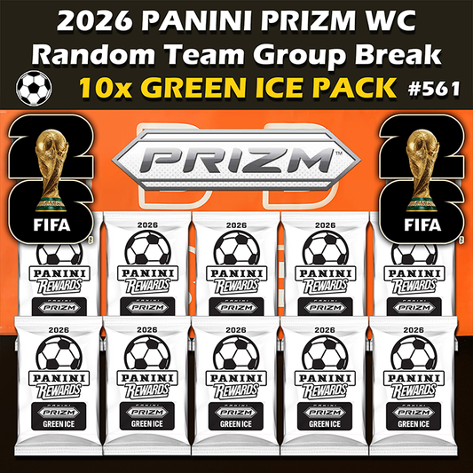 -                     Group Break # 561 - 2026 Panini Prizm World Cup FIFA Green Ice Packs Soccer (10-pack) RT (Random Teams)
