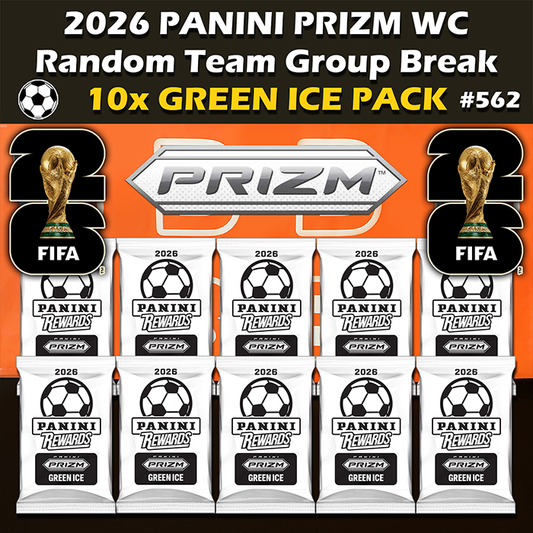 -                     Group Break # 562 - 2026 Panini Prizm World Cup FIFA Green Ice Packs Soccer (10-pack) RT (Random Teams)